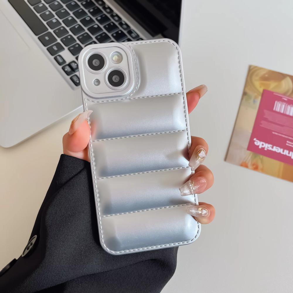 Милый чехол-пуховик с волнами для IPhone XS X XR 7 8 Plus 11 12 13 14 15 Pro Max 16 16E Мягкий ударопрочный защитный чехол