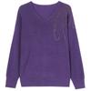 Spring Autumn Women's V-Neck Knitted Sweater Loose Solid Pullover Knitwear Thin Rhinestone Knit Top