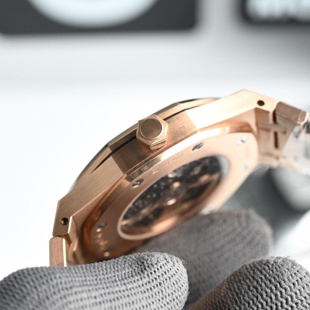 Мужские автоматические механические часы AP Royal Oak 15407, водонепроницаемые, с люминесцентными метками, стальной браслет