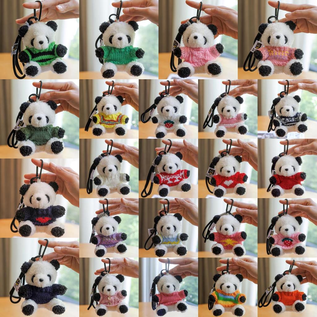 Colorful Panda Plush Keychain With Pp Cotton Filling For Girls And Kids