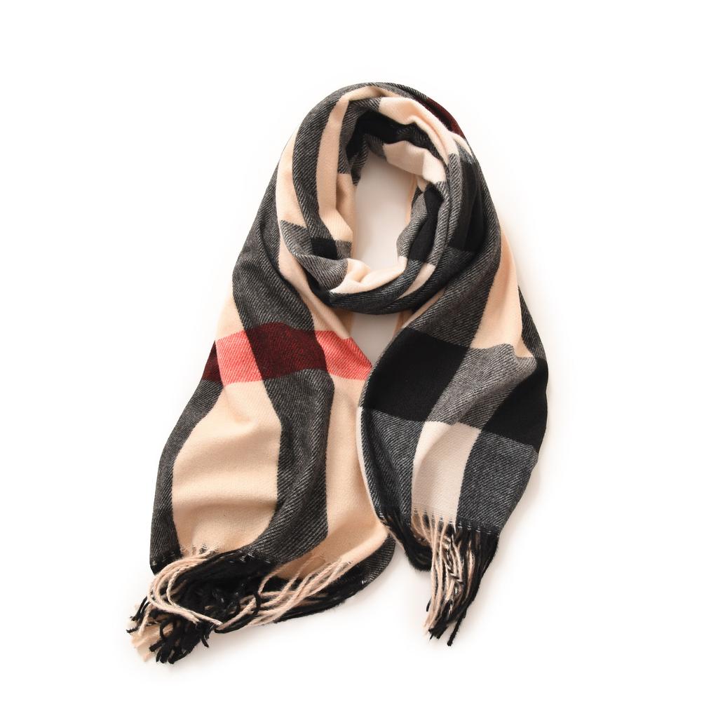 Scarf Women's Winter 2025 New Plaid Printing Tassel Imitation Cashmere Scarf Fashion Warm Shawl Scarf