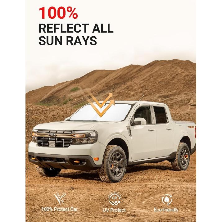 Proadsy 2024 Upgrade Front Windshield Sun Shade Foldable Sunshade Protector Custom Fit 2022 2023 2024 Ford Maverick, Hybrid, XL, XLT, Lariat Truck