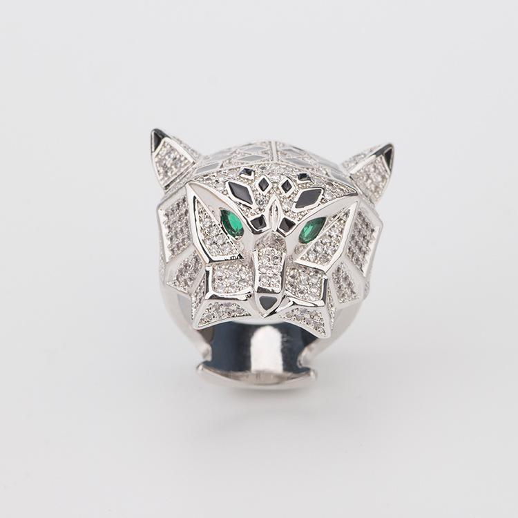 Кольцо с широким леопардовым принтом и зелеными глазами, инкрустированное бриллиантами, персонализированное и властное