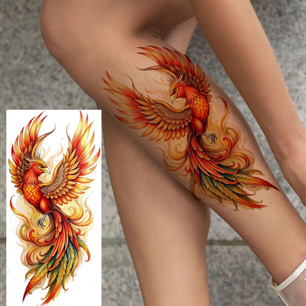 1 Sheet Butterfly Watercolor Flower Tiger Temporary Tattoos For Women Men Adults Fake Phoenix Parrot Lotus Tattoo Sticker Sleeve