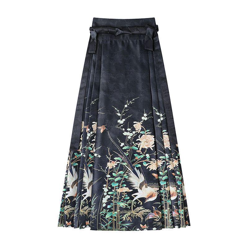 Весна/Лето 2025 Юбка с завышенной талией и эффектом похудения 'лошадиное лицо': Новый китайский национальный стиль Ханфу для женщин