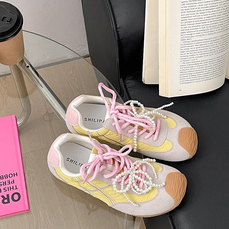 Розовые балетки в стиле ретро женские новинка весны 2025 года универсальные спортивные низкие кроссовки Forrest Gump