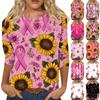 Женская модная повседневная блузка с рукавами 7/8, принтом, свободного кроя, с круглым вырезом