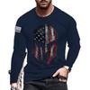 American Flag Print Long-Sleeved Men's T-shirt Spring Autumn Loose Tops Casual Fashion All-Match O-Neck Men Clothing 5XL EU Size