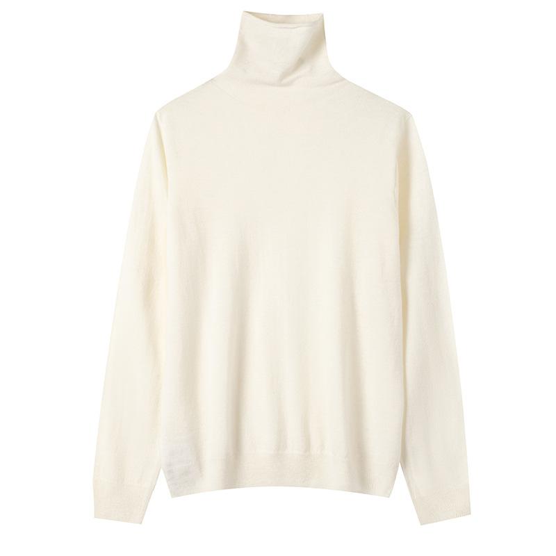Worsted Fine Branch 0 Pure Wool Pile Collar Rolled Edge Knitted Bottoming Shirt Women's Pullover Sweater Thin Inner Sweater