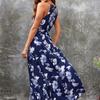 DAFIFY Women's Fashion Summer Spring Flower Pattern Print Sleeveless High Waist Casual Dresses