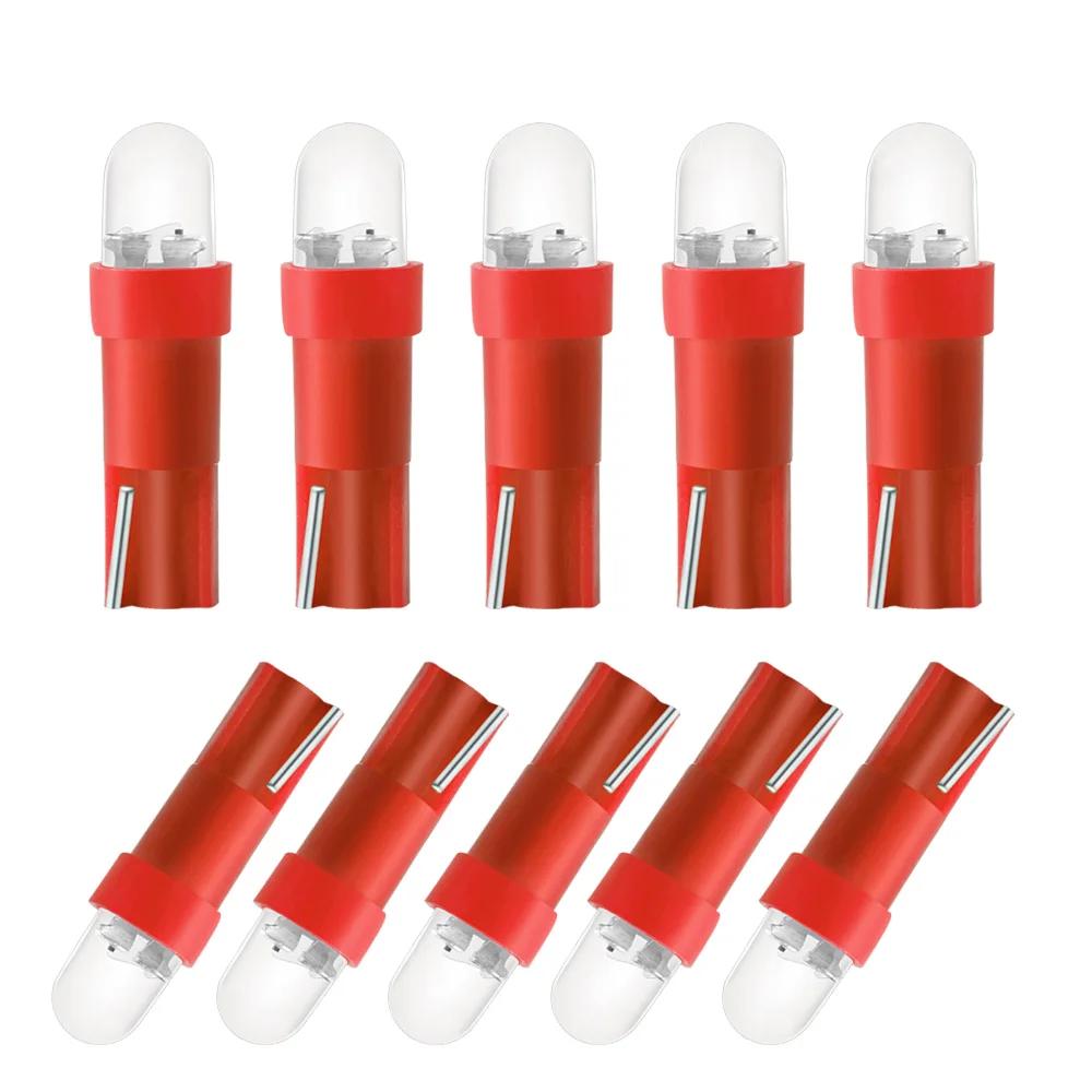 10 шт. Светодиодная лампа T5 B8.5d для приборной панели автомобиля, лампочка для индикаторов скорости, автомобильная лампа для салона, аксессуары, боковые лампы переключателя приборной панели 12 В