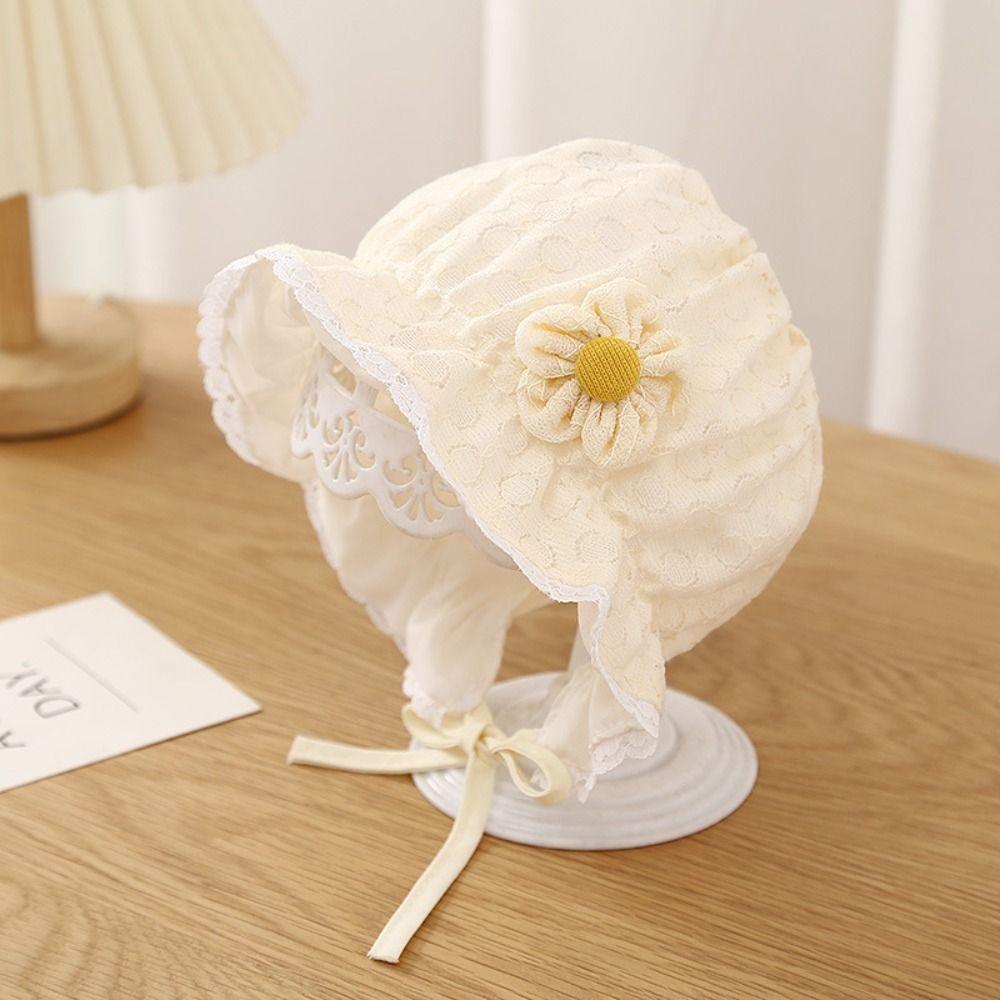 Breathable Baby Bonnet Hat Ruffle Lace Up Cap Fashion Baby Sun Hat