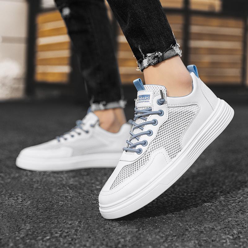 Лето 2024 года, новые дышащие уличные молодежные спортивные туфли, повседневная верхняя одежда из сетки, мужские туфли на плоской подошве