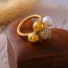 Кольцо Wind Multi-Ball Splicing с имитацией жемчуга и бриллиантами, персонализированное, легкое, роскошное, из титановой стали, покрытое настоящим золотом 18 карат