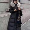 Long Winter Down Jacket Women Fashion Luxury Over The Knee Hair Collar