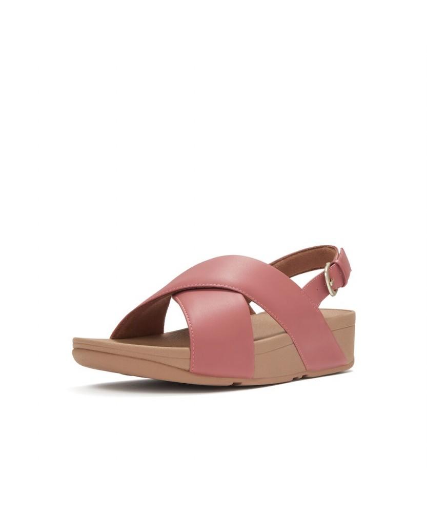 Женские кожаные сандалии Fitflop Lulu с перекрестными ремешками и ремешком на пятке - Ржавый розовый (Ft64K2S217)