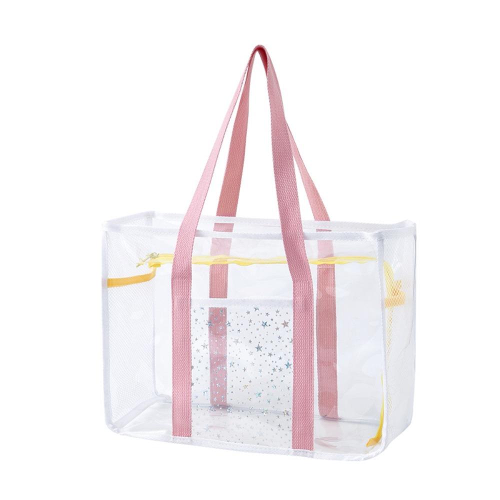 Large Capacity Pvc Transparent Handbag Cosmetic Bag Beach Tote Bag  Streetwear