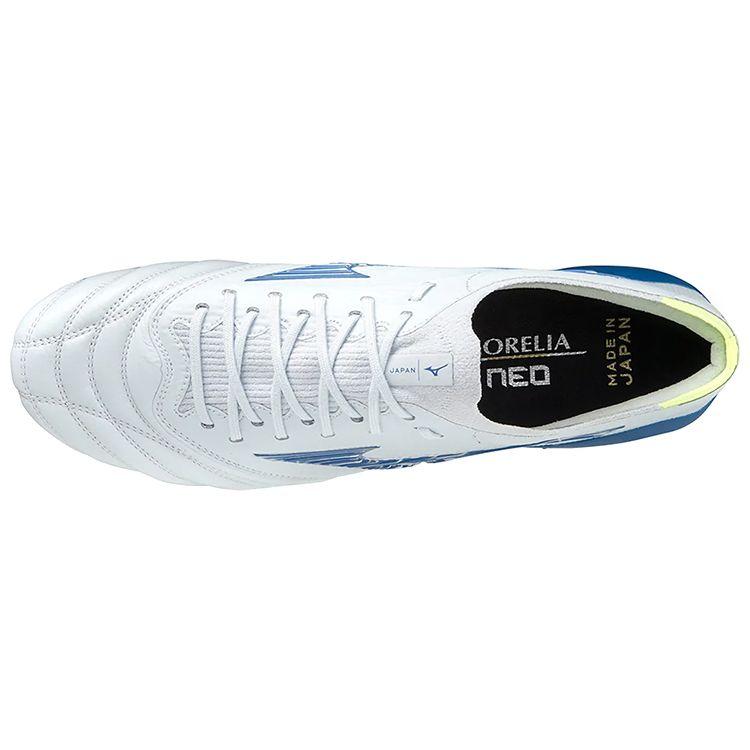 Mizuno Morelia Neo 3 B Round Toe Lace-Up IC/IN Artificial Turf Shock Absorption Slip-Resistant Durable Soccer Shoes Men Sneaker White Blue P1GA229027