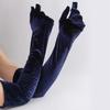Full Finger Velvet Long Gloves Solid Color Party Mittens Elegant Women's Fluffy Gloves  Party