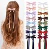 Vintage Sweet Bow Hair Clips Elegant Women Girls Long Ribbon Hairpin Daily Party Gifts Wedding Jewelry Fashion Style Accessories