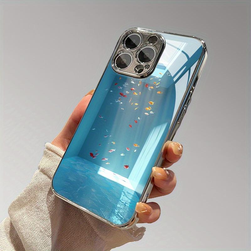 Зеркальный чехол для телефона с изображением рыбок в аквариуме для iPhone 17 16 16ProMax 15 14 13 12ProMax 11 11Pro, противоударная защита