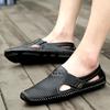 2024 New Men Mesh Sandals Summer Slippers Cow Leather Soft Sole Sandals Outdoor Trekking Sandals Comfortable Beach Leather Shoes