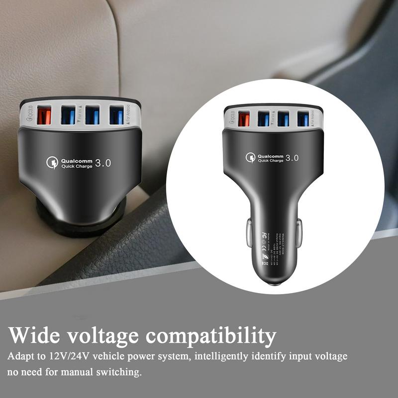 Быстрая зарядка 4 порта USB Автомобильное зарядное устройство Потребительское USB-адаптер для автомобильного зарядного устройства Электроника для кемпинга Грузовика Автомобиля Семейных поездок