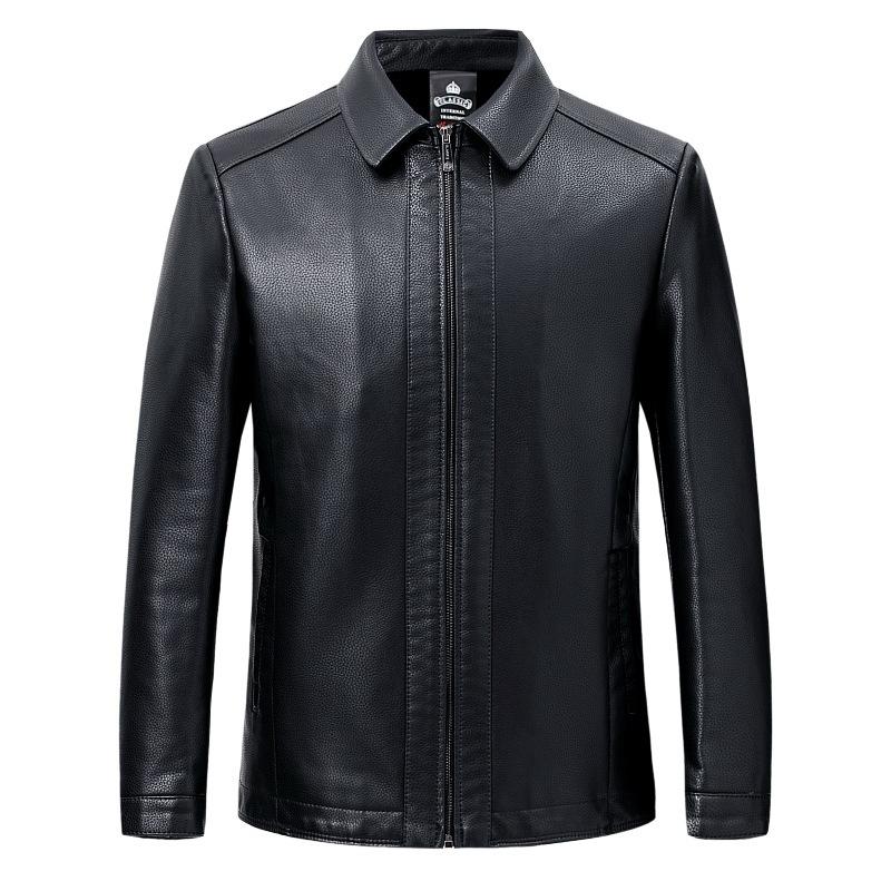 Весна и осень, новая куртка из натуральной кожи, мужская куртка с лацканами, для среднего возраста, деловая, повседневная, из натуральной овчины, пальто