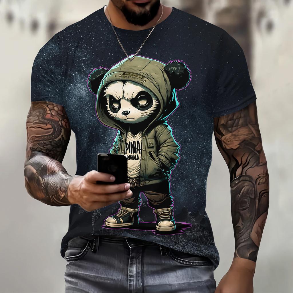 Summer Funny Panda Pattern 3D Print T-Shirt Men Women O-Neck Casual Fashion Short Sleeve Oversized Harajuku Tee Top Kid