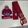 LED Light-Up Elk Jacquard Knit Hat & Scarf Set for Christmas & New Year.