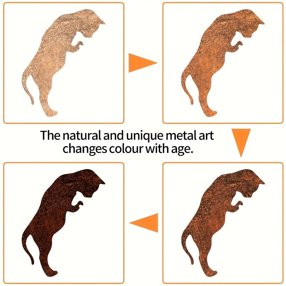 Деревенская ржавая металлическая статуя кошки для сада, классический декор для двора на открытом воздухе