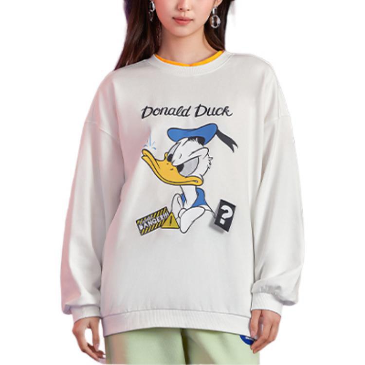 Li Ning X Disney Collaboration Sports Lifestyle Series Cartoon Pattern Printed Pullover Long Sleeve Sweatshirt Women AWDS596-1
