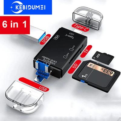 Мини USB Type C Кардридер 6 в 1 USB к SD TF Адаптер для карт памяти Смарт-картридер Флеш-накопитель Кардридер Аксессуары для ноутбука