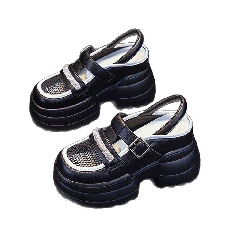 Популярные женские босоножки с толстой подошвой и увеличенной внутренней высотой каблука, лето 2025, новые взрывные кроссовки-маффины в римском стиле