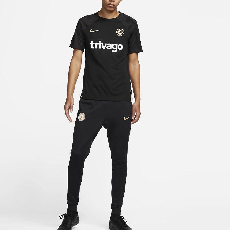 Nike Chelsea FC Strike Logo Embroidered Comfortable Football Knitted Pants Men Bottoms Black DX3517-426