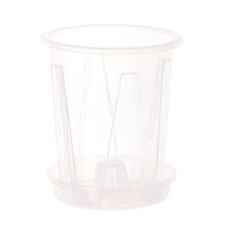 Root Control Transparent Flower Pot With Tray For Phalaenopsis Orchid Planting