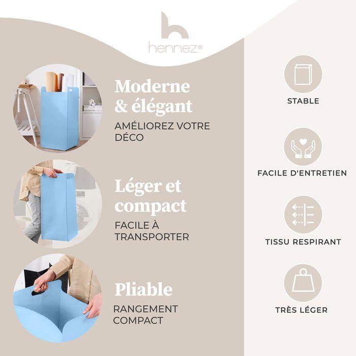 Panier À Linge - Hennez - Katy - Feutre - 75 Litres - Bleu - Pliable