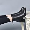 Women's Chunky Heel Square Toe Ankle Boots - Versatile British Leather High Heel Martin Boots for Spring, Autumn, and Winter 2025.