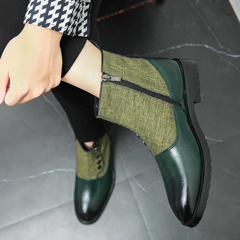 Модные роскошные мужские ботильоны, кожаные туфли, черные, зеленые, высококачественные, на молнии, с пряжкой, ремешком, ботинки челси, офисные, свадебные, под платье, для мужчин