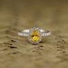 Sapphire Engagement Ring Natural Ceylon Yellow Sapphire Diamond Ring Halo Engagement Ring