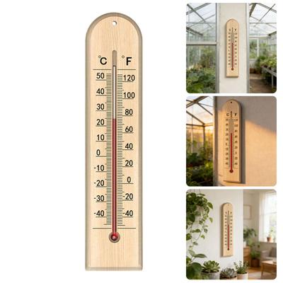 Термометры из натурального дерева для точного измерения температуры от -40℃ до 50℃, с креплением на стену, безопасным керосиновым раствором и четкой шкалой