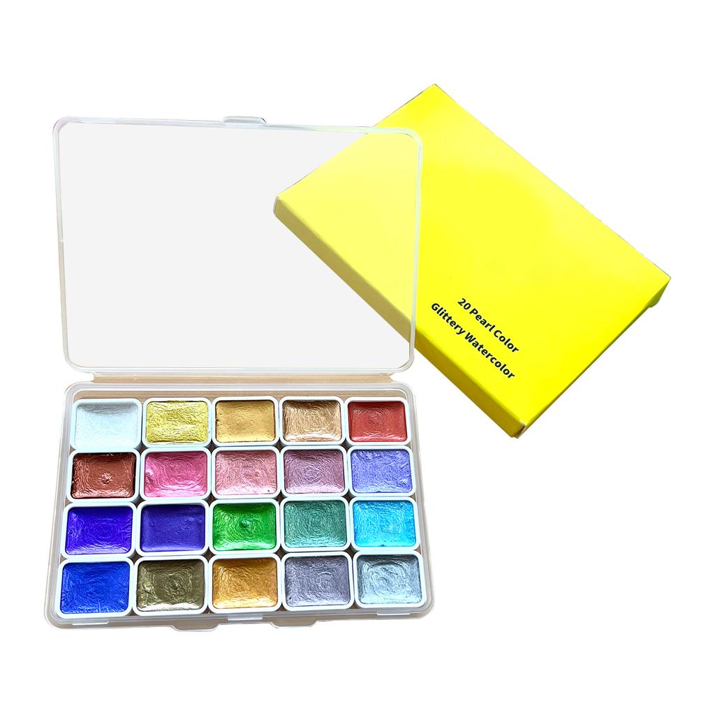 20/42/60 Цветные блестящие акварельные краски Набор перламутровых цветов Художественный набор для рисования на тканевой бумаге DIY Crafts