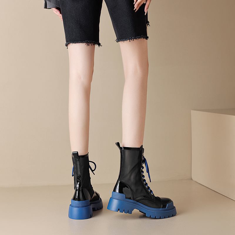 Krazing Pot Летние ботинки из овчины с круглым носком, модные ботильоны из воздушной сетки с заклепками и перекрестной завязкой