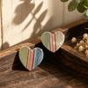 Popular contrasting stripes love enamel earrings hand-painted splicing heart-shaped stud earrings versatile niche earrings