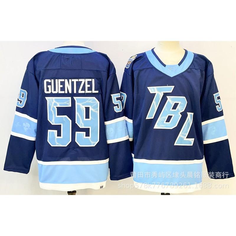 Customizable Ice Hockey Jersey Blue Lightning Design Embroidered Unisex Bamboo Fiber Sport Shirt Indoor Arena