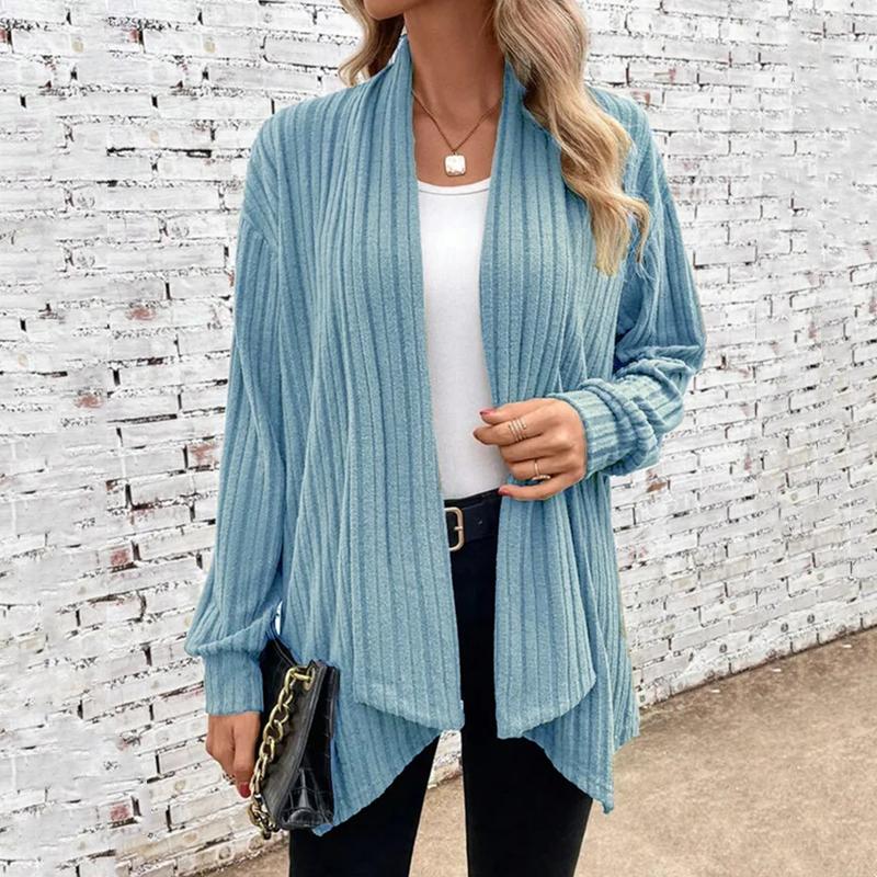 GMXIA Женская мода, повседневный однотонный принт, осенне-зимний кардиган с длинным рукавом, пальто