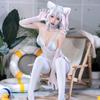 Косплей Сексуальная Непослушная Кошечка Белый Светло-голубой Милый Кошачий Косплей Леотард с Высоким Вырезом Костюм Кошки Взрослый Подарок для Подруги Любимой Рождество Юбилей День С