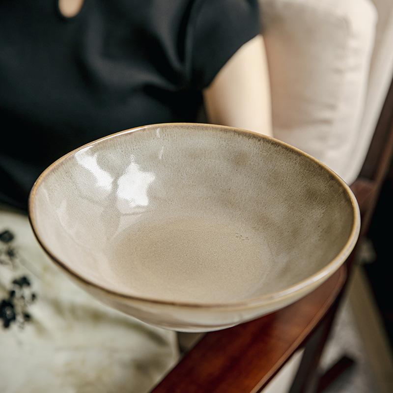Bowl 7.5-Inch Irregular Noodle Bowl Retro Ceramic Cold Vegetable Bowl Export Salad Bowl