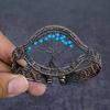 Arizona Turquoise Gemstone Handmade Copper Wire Wrap Cuff Bangle Adjustable w4d03