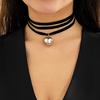 Trend Wedding Party Jewelry Long Black Ribbon Choker Necklace For Women Elegant White Imitation Pearl Beach Vacation Necklaces